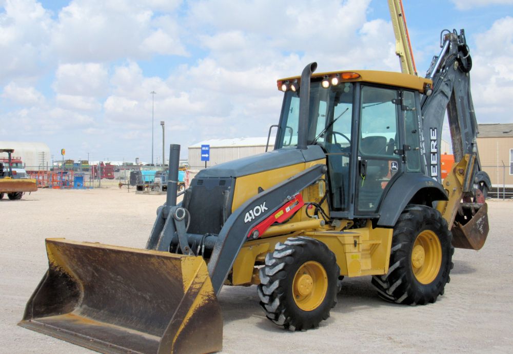 2014 John Deere 410K  4WD Backhoe Loader Tractor E-Stick 4in1 QC Aux Cab