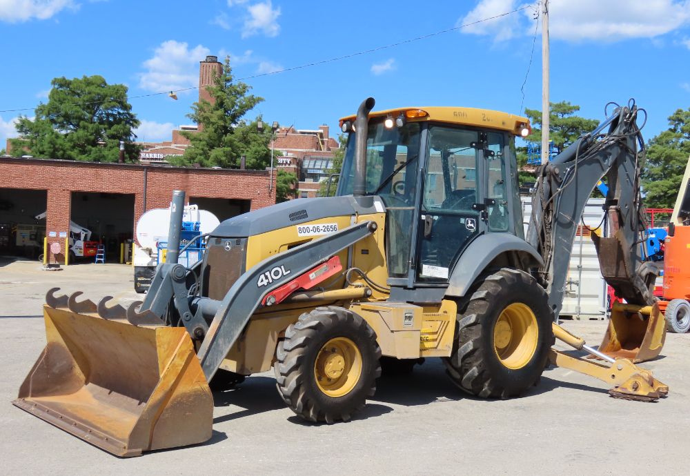 2015 John Deere 410L 4WD Backhoe Loader Tractor E-Stick Aux Cab bidadoo -Repair